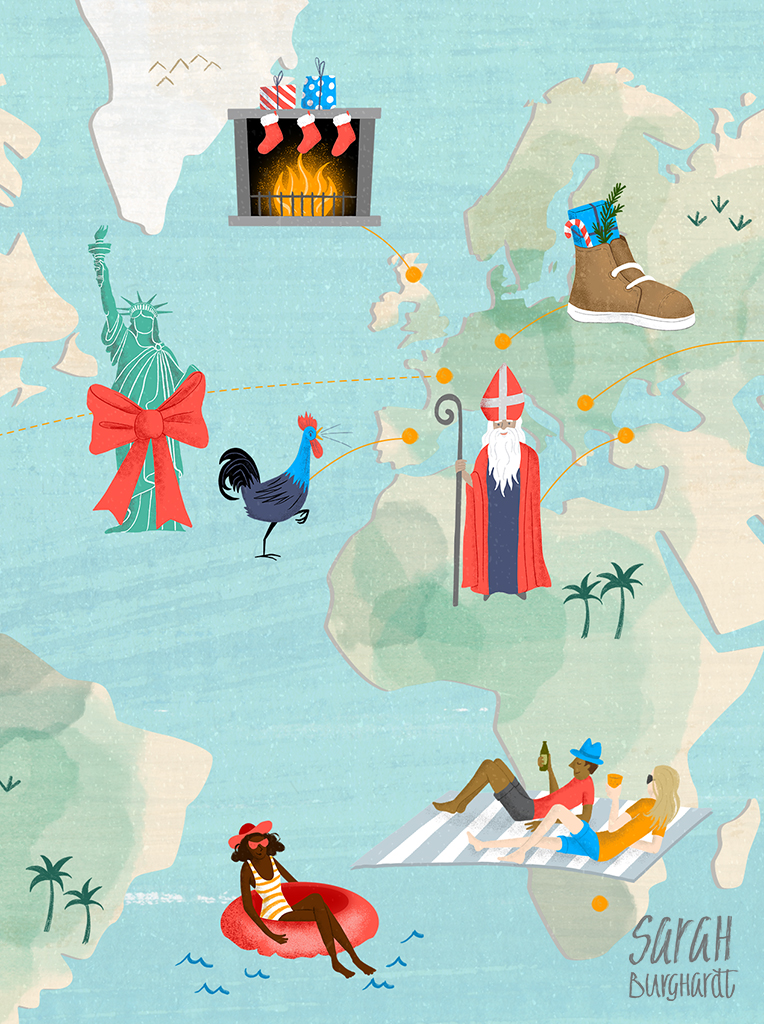 illustrierte Landkarte Christmas Map