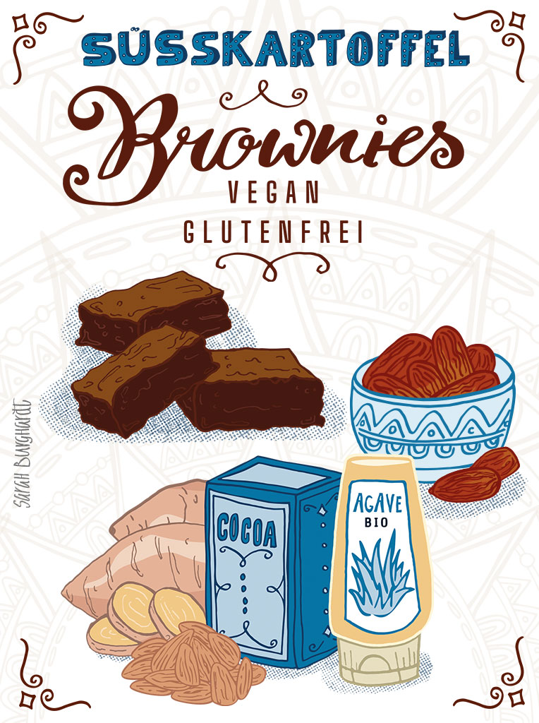 Food Illustration Süßkartoffel Brownies