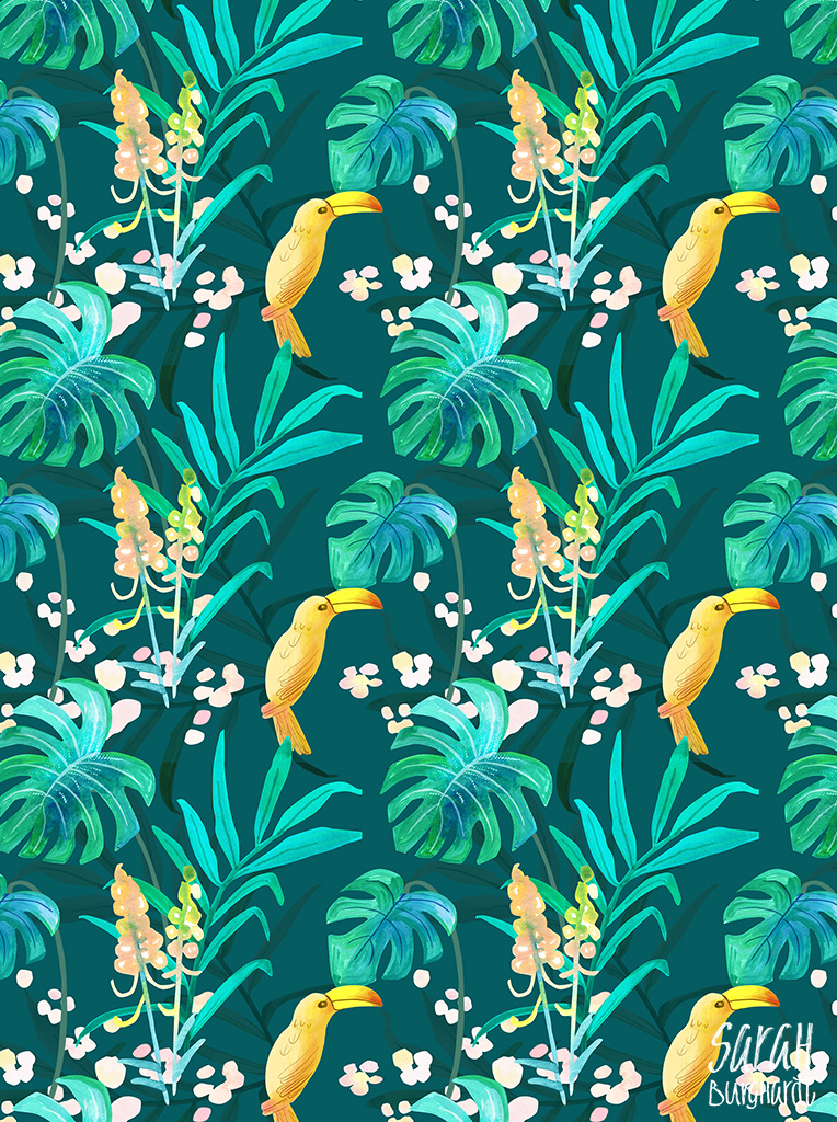 jungle watercolor pattern by sarah Burghardt